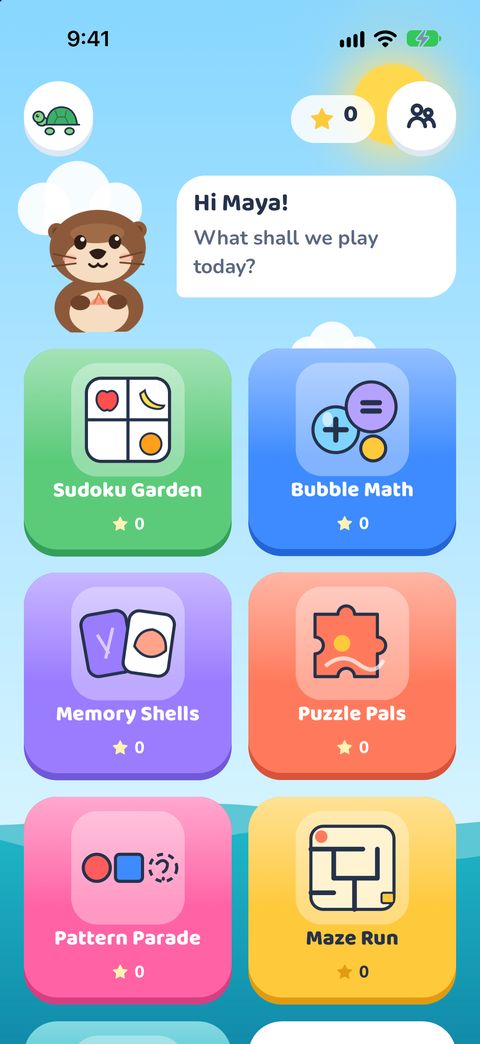 Clever Cove: Kids Brain Games: home screen