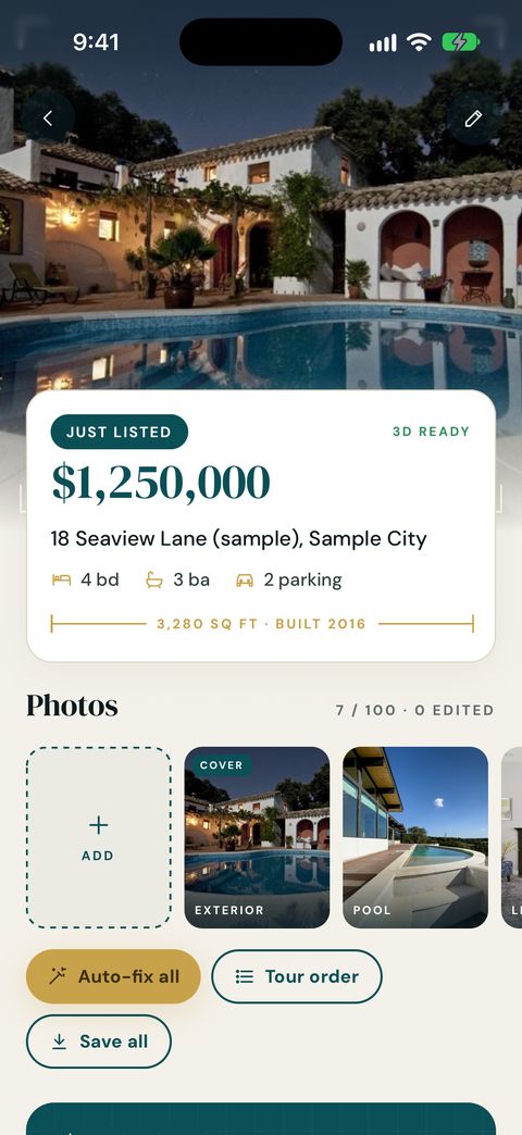 STAR Listing Studio: listing screen