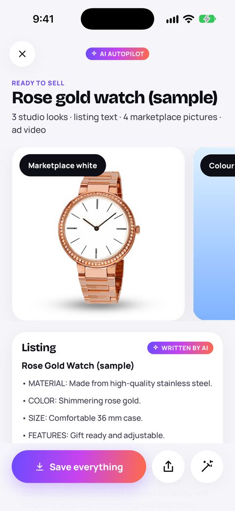 STAR Seller Studio: autopilot screen