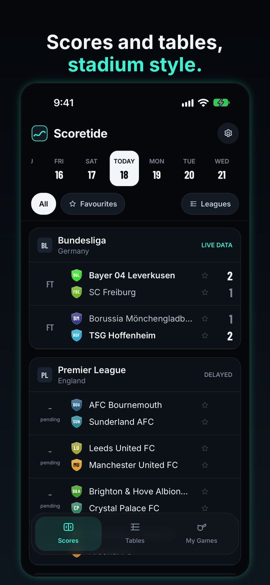 Scoretide: Live Scores & Stats screen 1