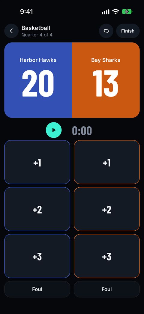 Scoretide: Live Scores & Stats: scorer screen